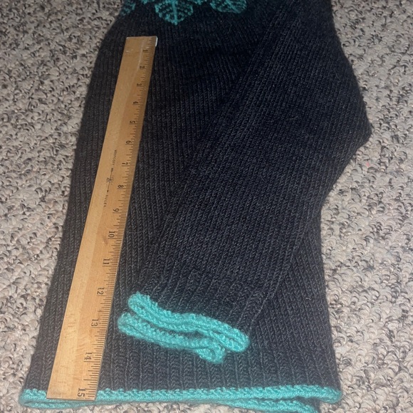 Vintage Hand Knit Gray Crew Neck 100% Wool 3/4 Length Sleeve Sweater w Leaves - Picture 5 of 6